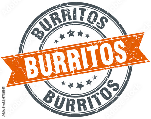 burritos round orange grungy vintage isolated stamp