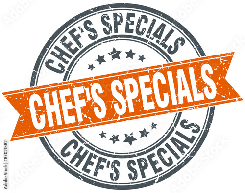 chef's specials round orange grungy vintage isolated stamp