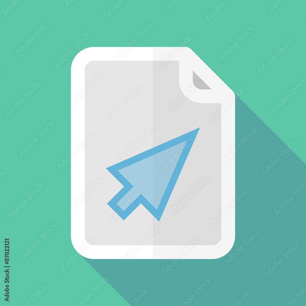 Long shadow document icon with a cursor Long shadow document icon with a cursor
