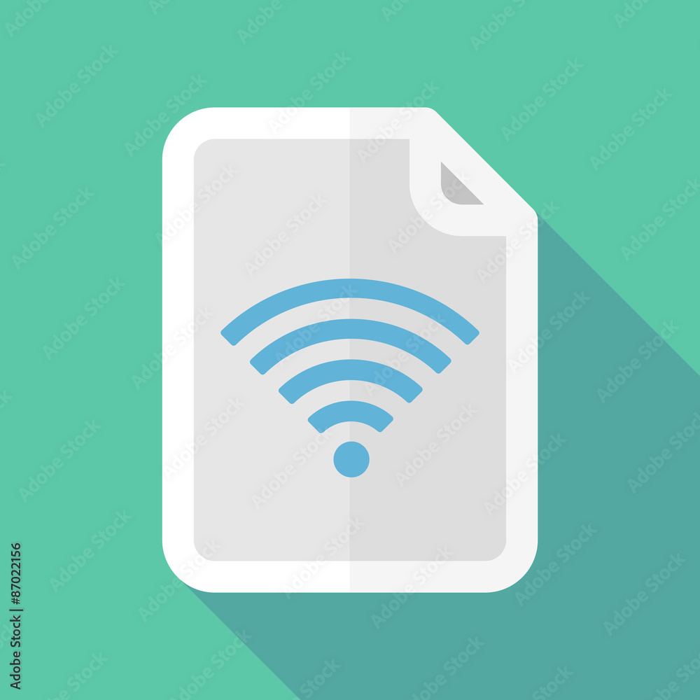 Long shadow document icon with a radio signal sign Long shadow document icon with a radio signal sign