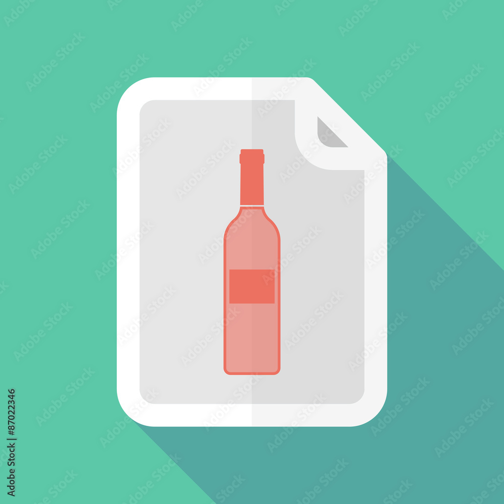 Long shadow document icon with a bottle of wine Long shadow document icon with a bottle of wine