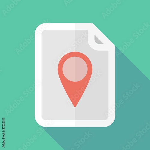Free Download Long shadow document icon with a map mark - GFXLoad