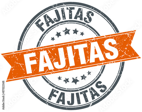 fajitas round orange grungy vintage isolated stamp