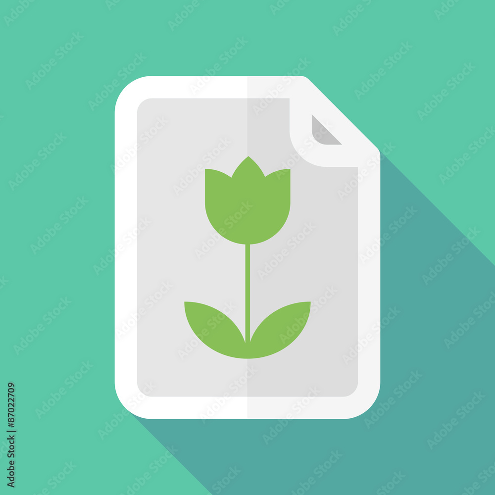 Long shadow document icon with a tulip Long shadow document icon with a tulip