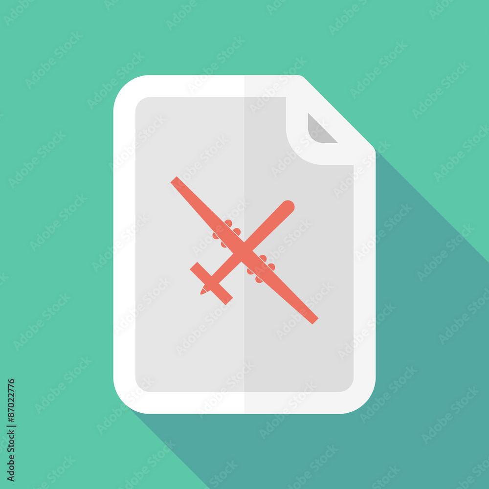 Obraz premium Long shadow document icon with a war drone