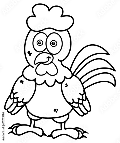 hen standing smiling for coloring