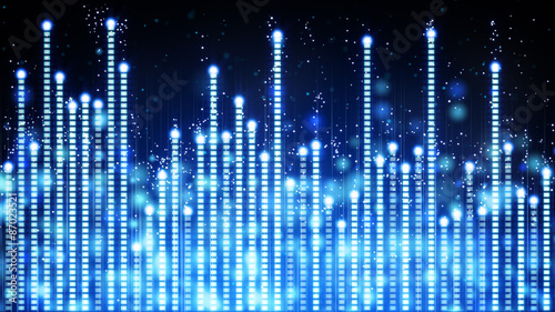 blue glowing musical equalizer