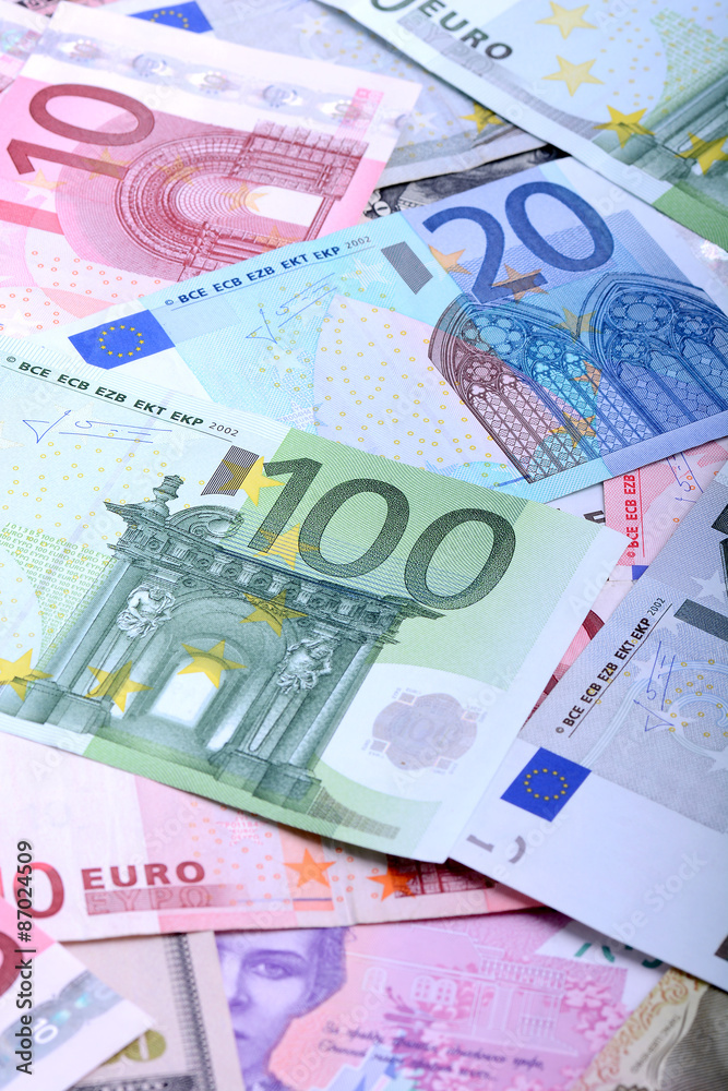 European banknotes, Euro currency from Europe, Euros. European banknotes, Euro currency from Europe, Euros.