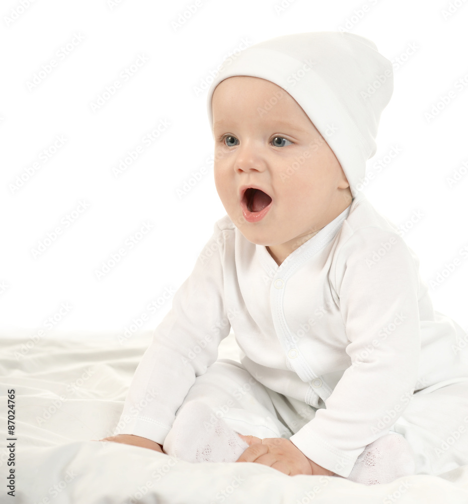 Adorable baby on white background Adorable baby on white background