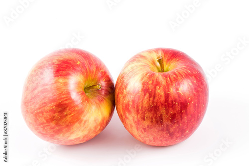 Two red apple on white background