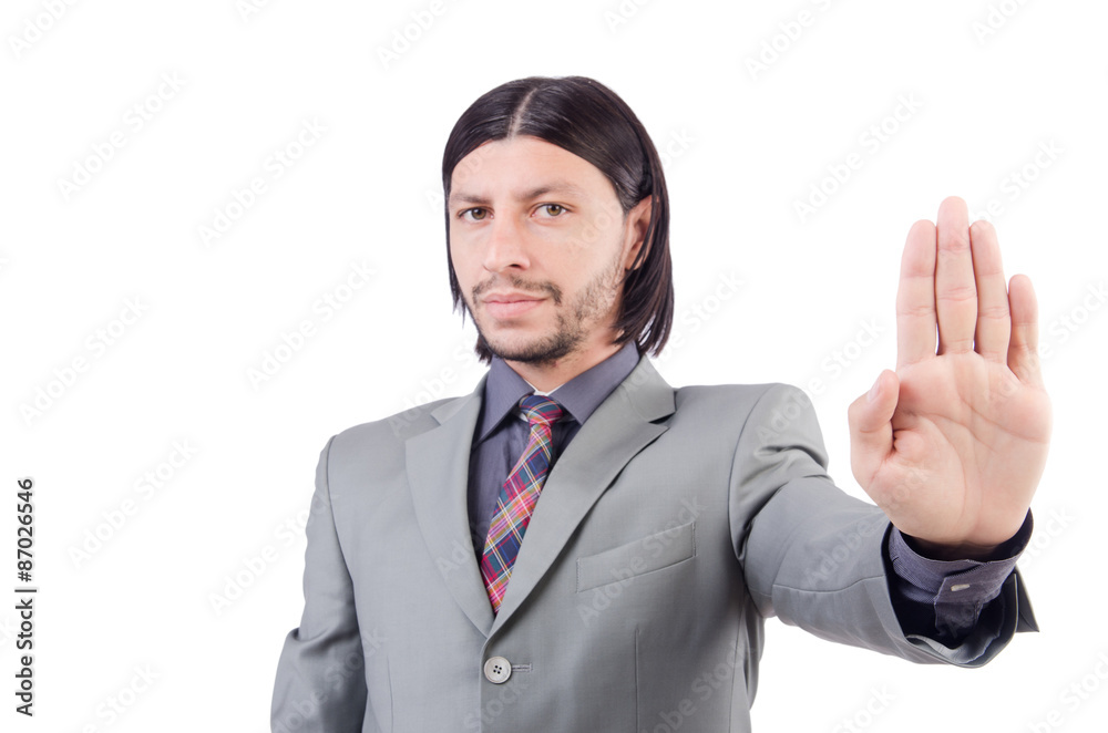 Young businessman in gray suit isolated on white Young businessman in gray suit isolated on white