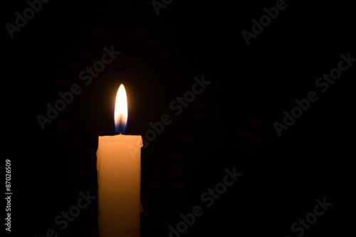 Single White Candle at Night