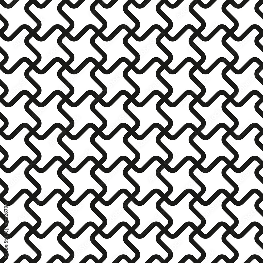 Seamless Abstract Swirl Shapes Black and White Pattern