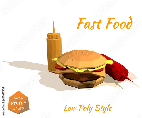 Appetizing hamburger and the sauce: mustard, ketchup Isolated on