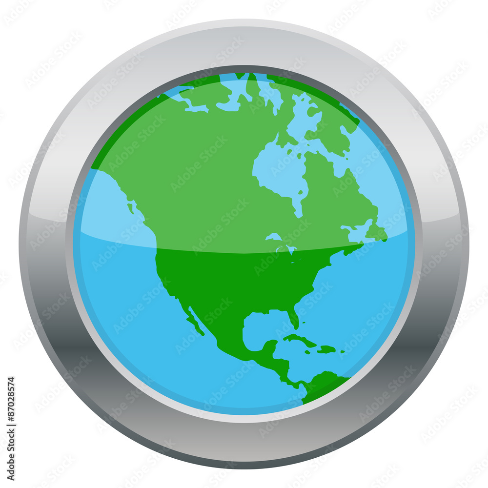 North America Map Silver Icon