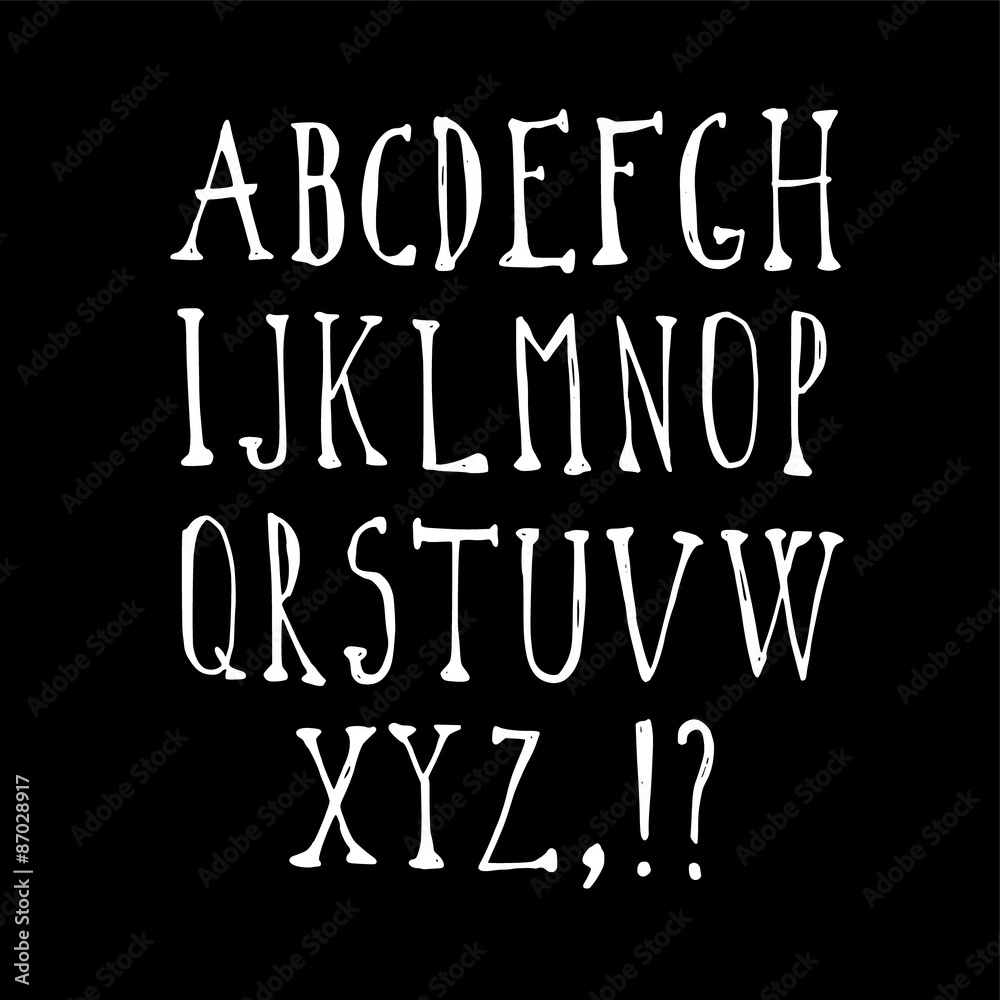 Chalk sketched font, isolated vector alphabet upper case letters Chalk sketched font, isolated vector alphabet upper case letters