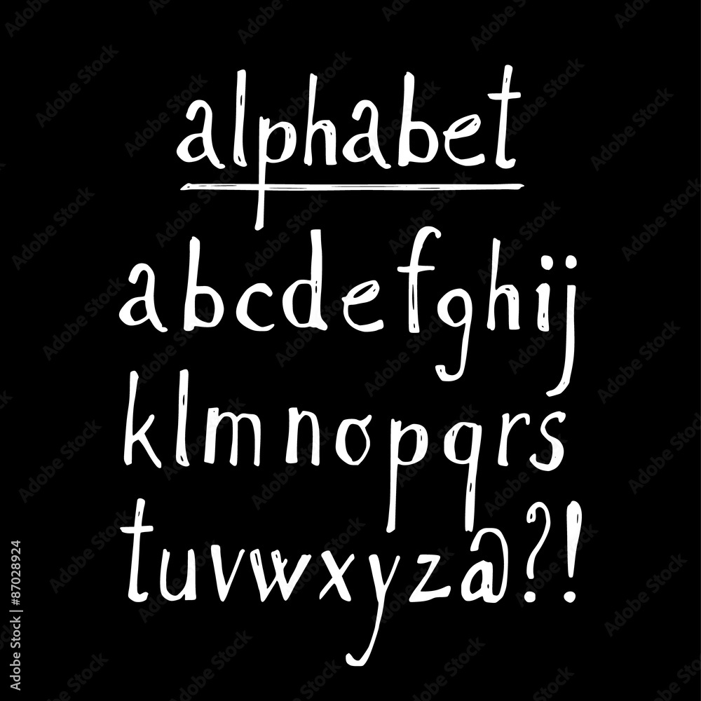 Chalk sketched font, isolated vector alphabet letters and signs Chalk sketched font, isolated vector alphabet letters and signs