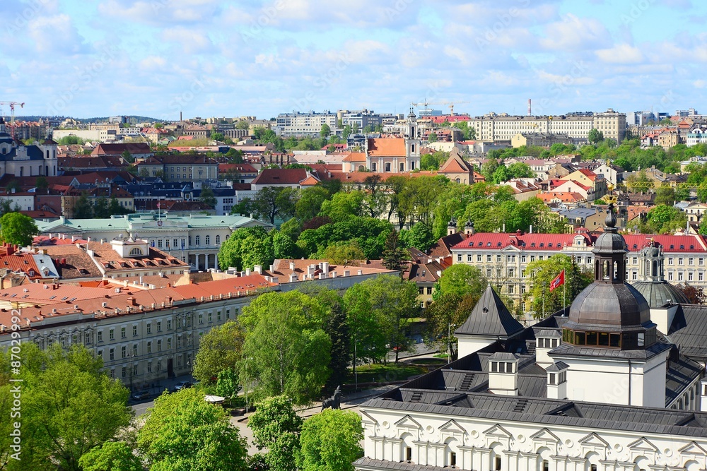 View to the Vilnius city from Gediminas castle hill