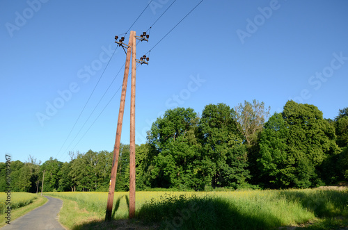 Electric pole on the road