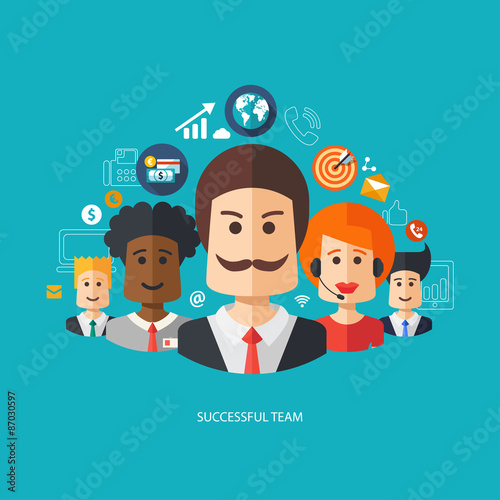 Illustration of flat design business composition with successful