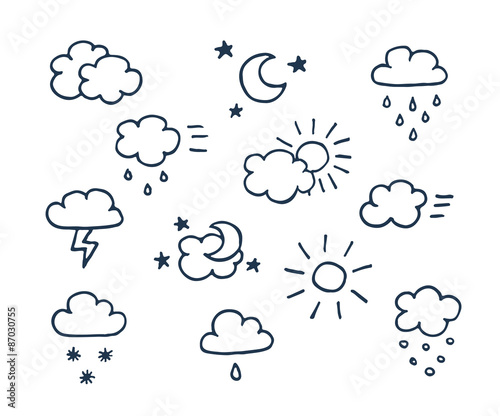 Set of hand-drawn weather icons