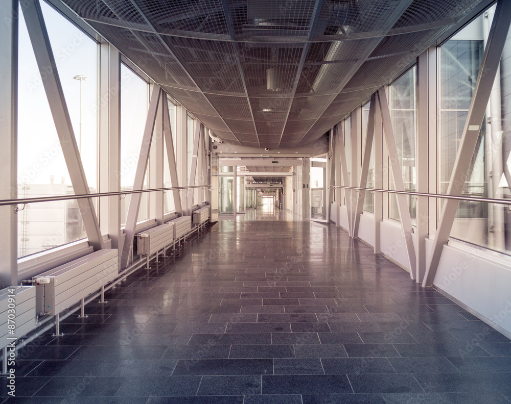 Hallway in Building with glass - flare effect