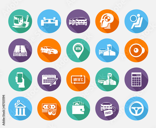 Simple  icons set. Car sale. Set 2