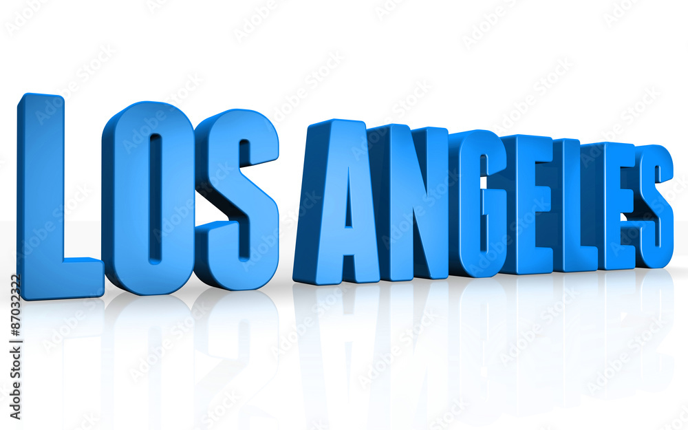 3D Los Angeles text on white background