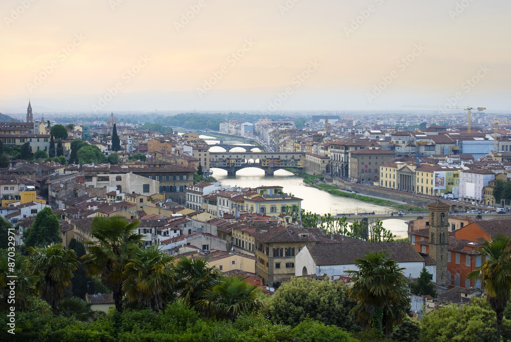 View of Florence, bridges and the Arno River