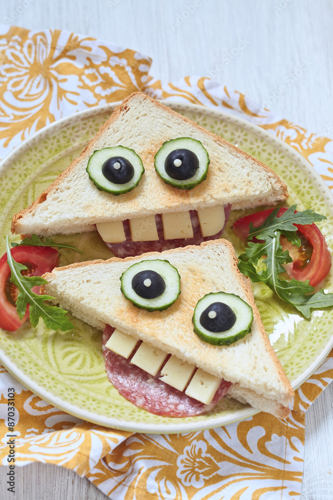 Funny sandwich for kids lunch
