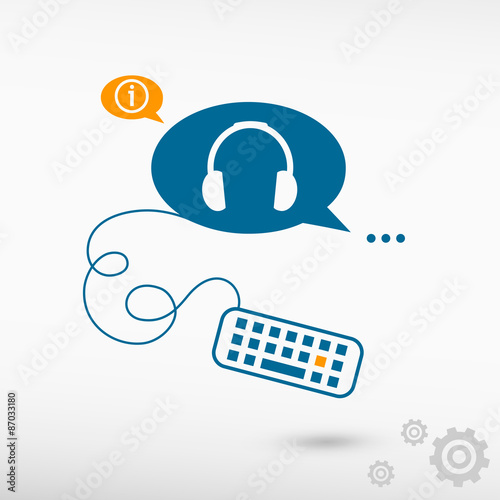 Headphone and keyboard on chat speech bubbles