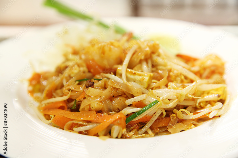 Thai food padthai fried noodle with shrimp