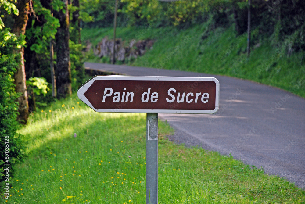 Direction sign to Pain de Sucre in Bugey region