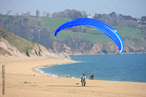 Paraglider on Strete beach photo