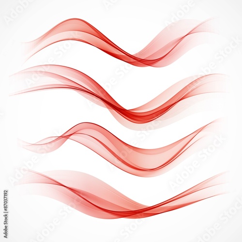 Set of wavy red banners. Vector illustration