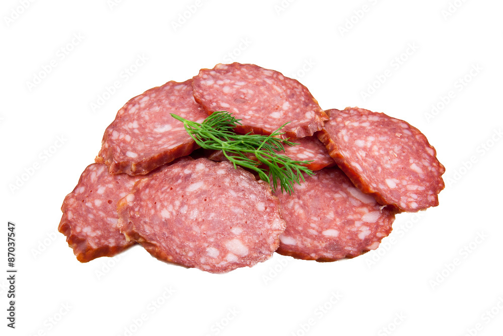slices of salami isolated