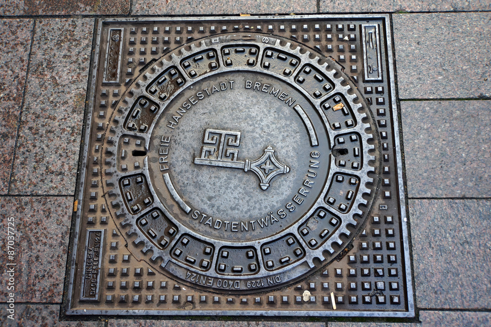 Kanaldeckel mit Bremer Stadtwappen