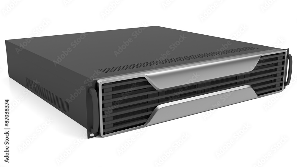 Data center network server rack isolated on white. Data center network server rack isolated on white.