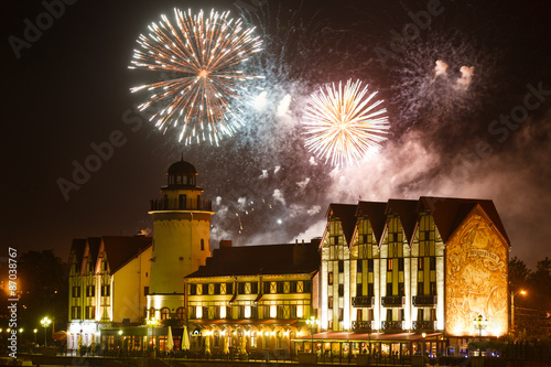 Fireworks over the Fishing Village in Kaliningrad