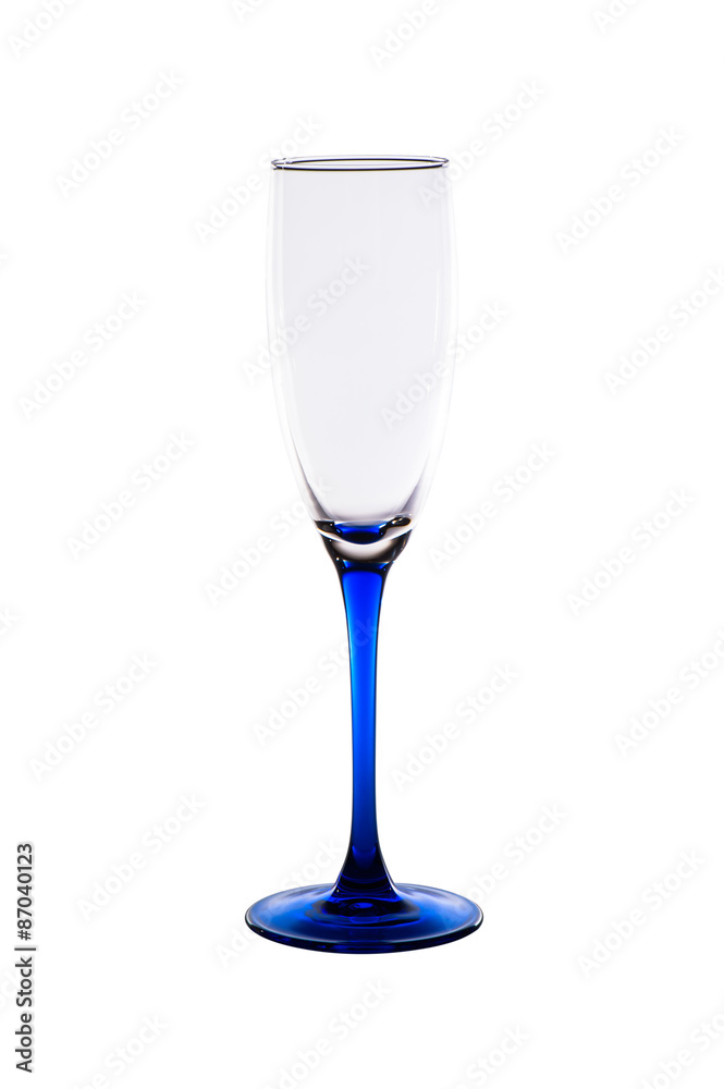 Obraz premium Empty wine glass with blue stem