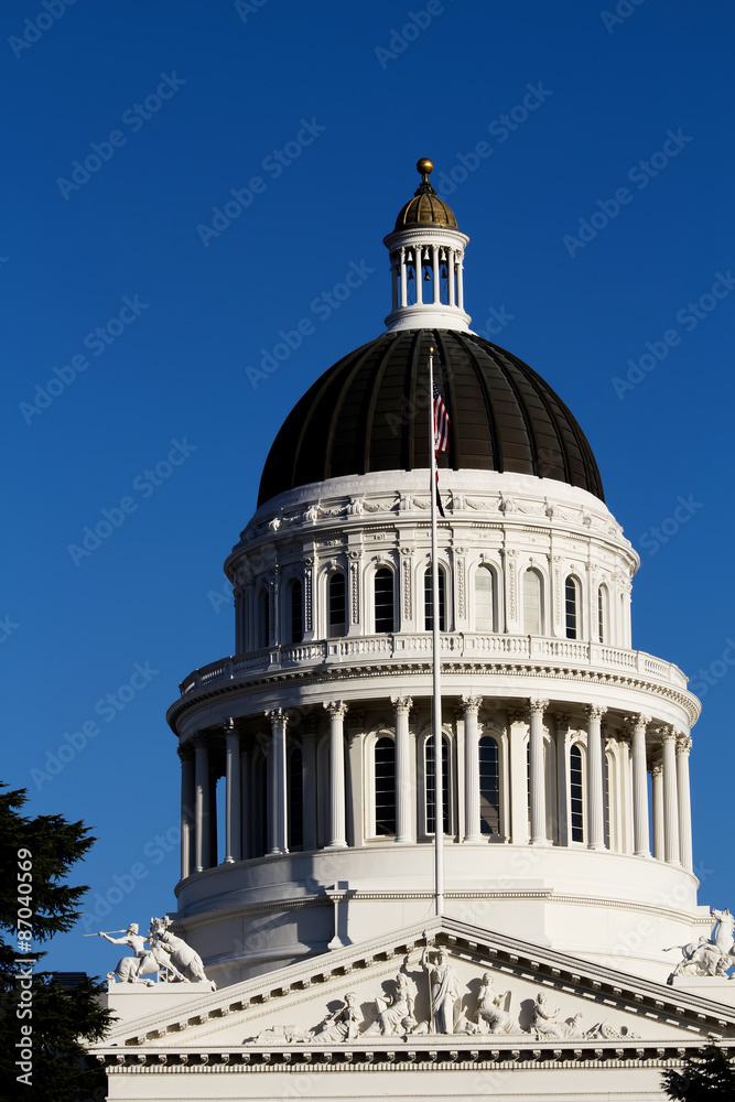 California State Capitol Building Dome Against Blue Sky
