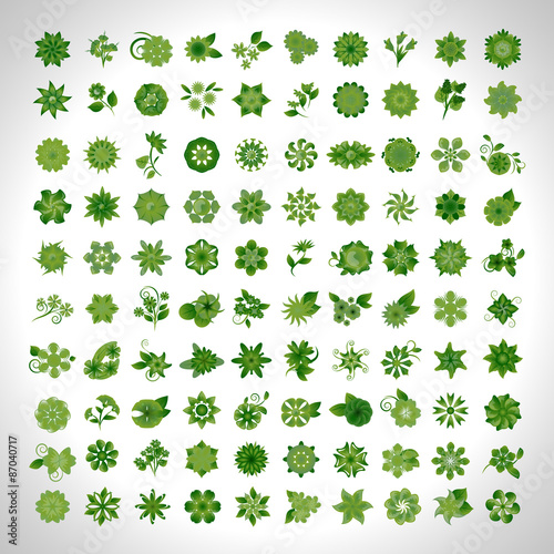 Flower Icons Set - Isolated On Gray Background - Vector Illustration, Graphic Design