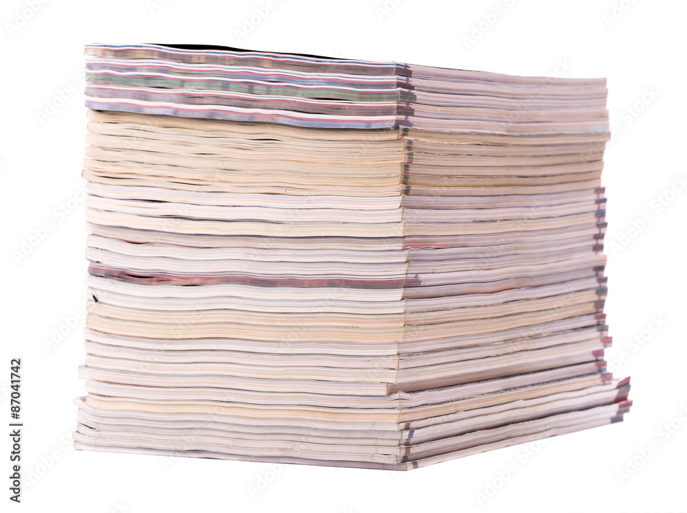 Stack of old magazines isolated Stack of old magazines isolated