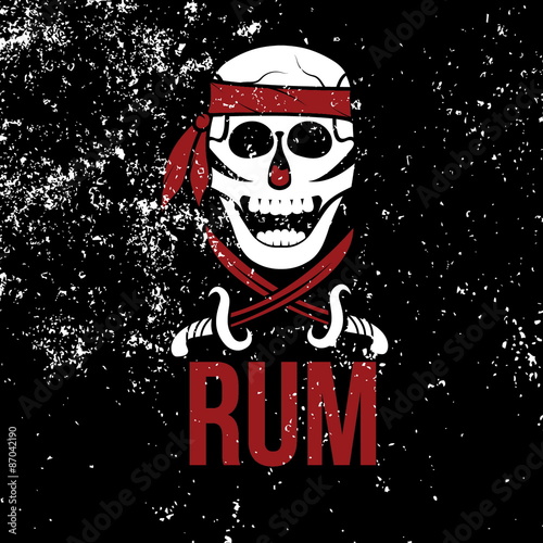 jolly roger rum on grunge background