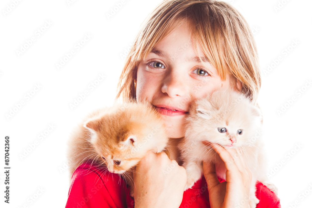 Girl and kittens Girl and kittens