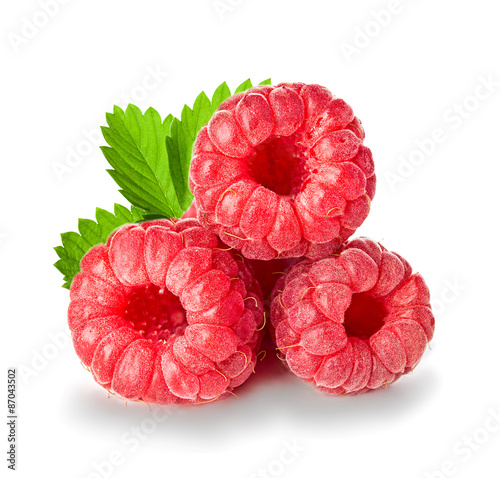 Raspberries isolated on white background.