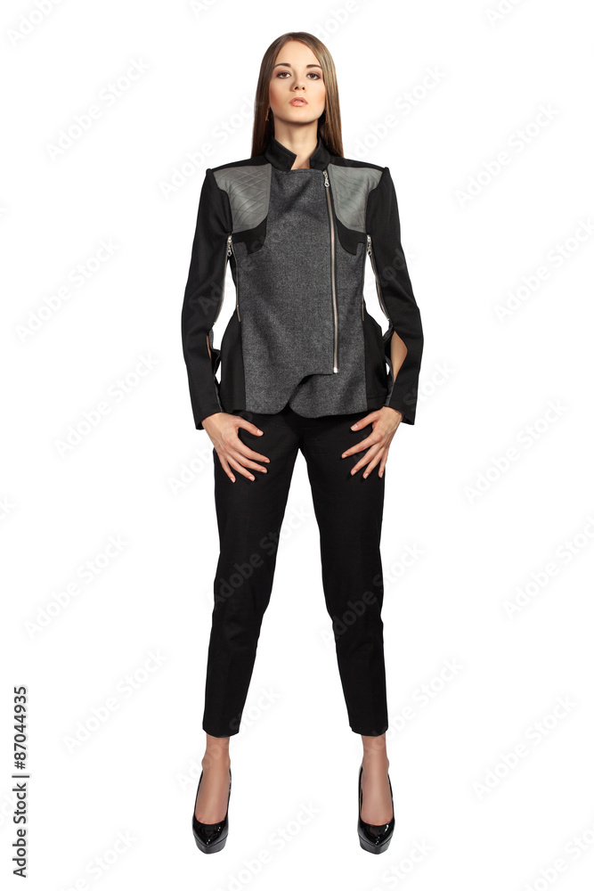 Fototapeta premium Girl posing on a white background.