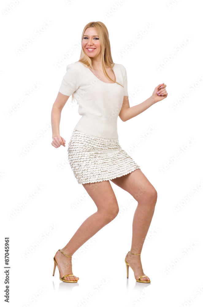 Pretty young blond woman isolated on white Pretty young blond woman isolated on white