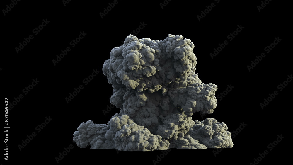 super dense smoke explosion, shockwave effect isolated on black background super dense smoke explosion, shockwave effect isolated on black background