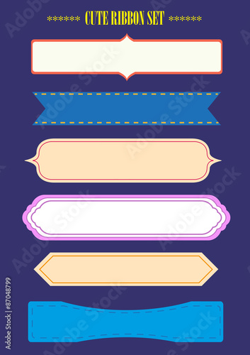Cute Ribbons Set for title frames and motifs. Editable Clip Art.